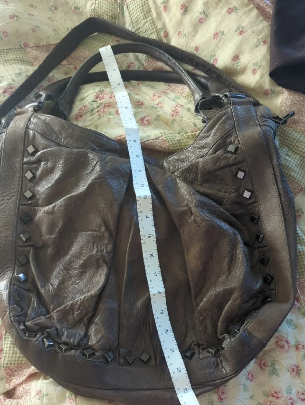 Treesje Leather Brown Studded Hobo Bag - Picture 6 of 14